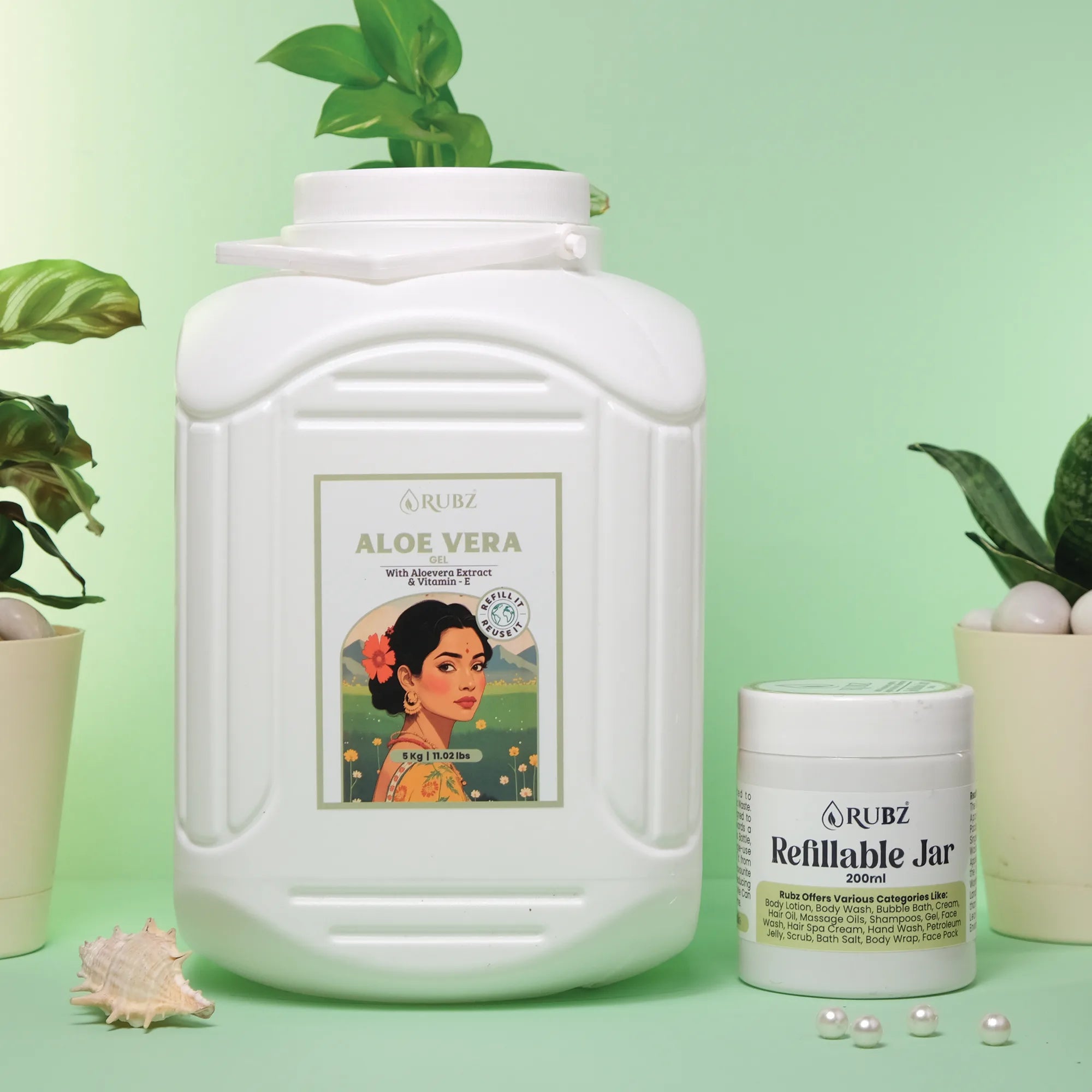 Aloe Vera Gel - 5 Kg | with 200g Refillable Jar