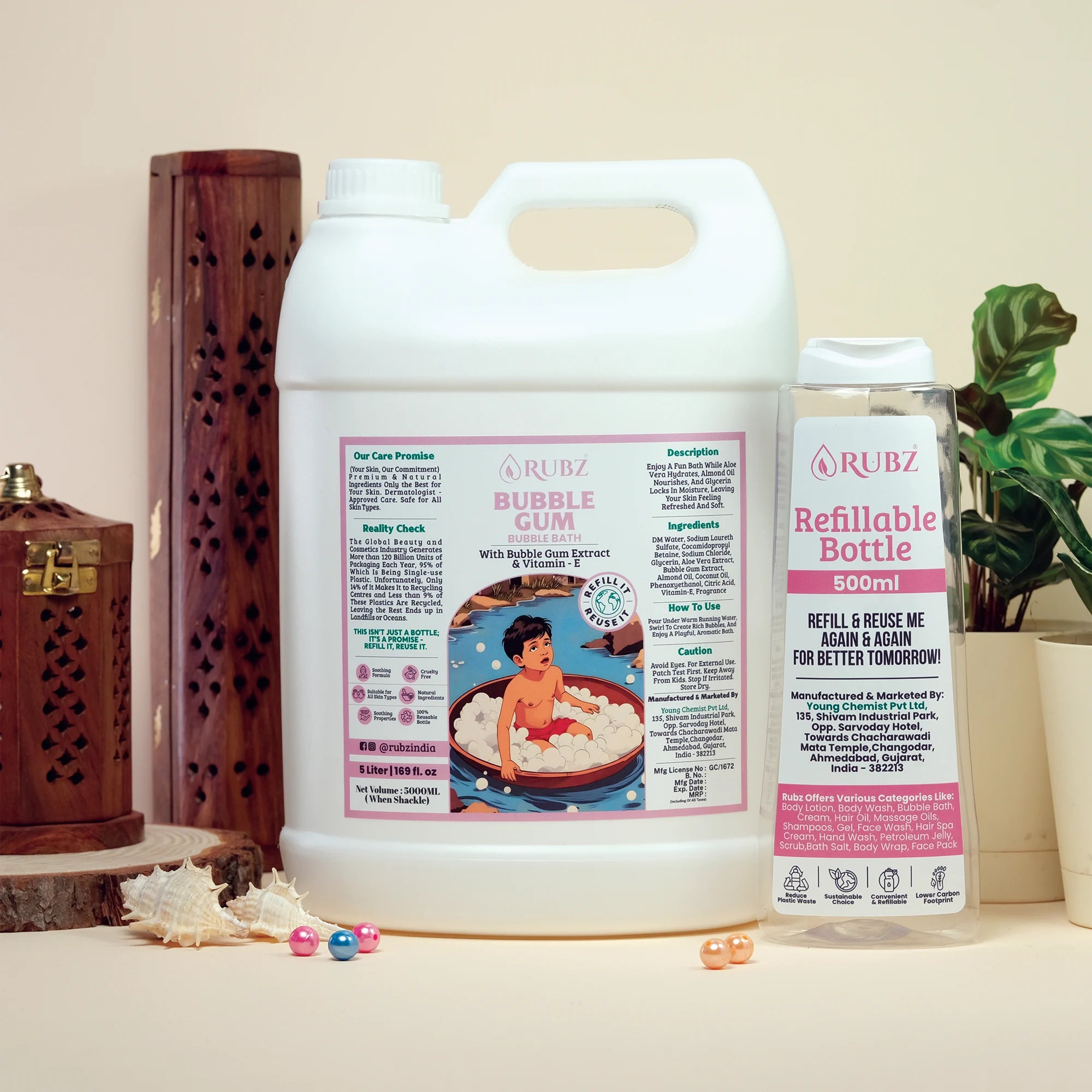 Bubble Gum Bubble Bath - 5 Litre | with 500ml Refillable Bottle