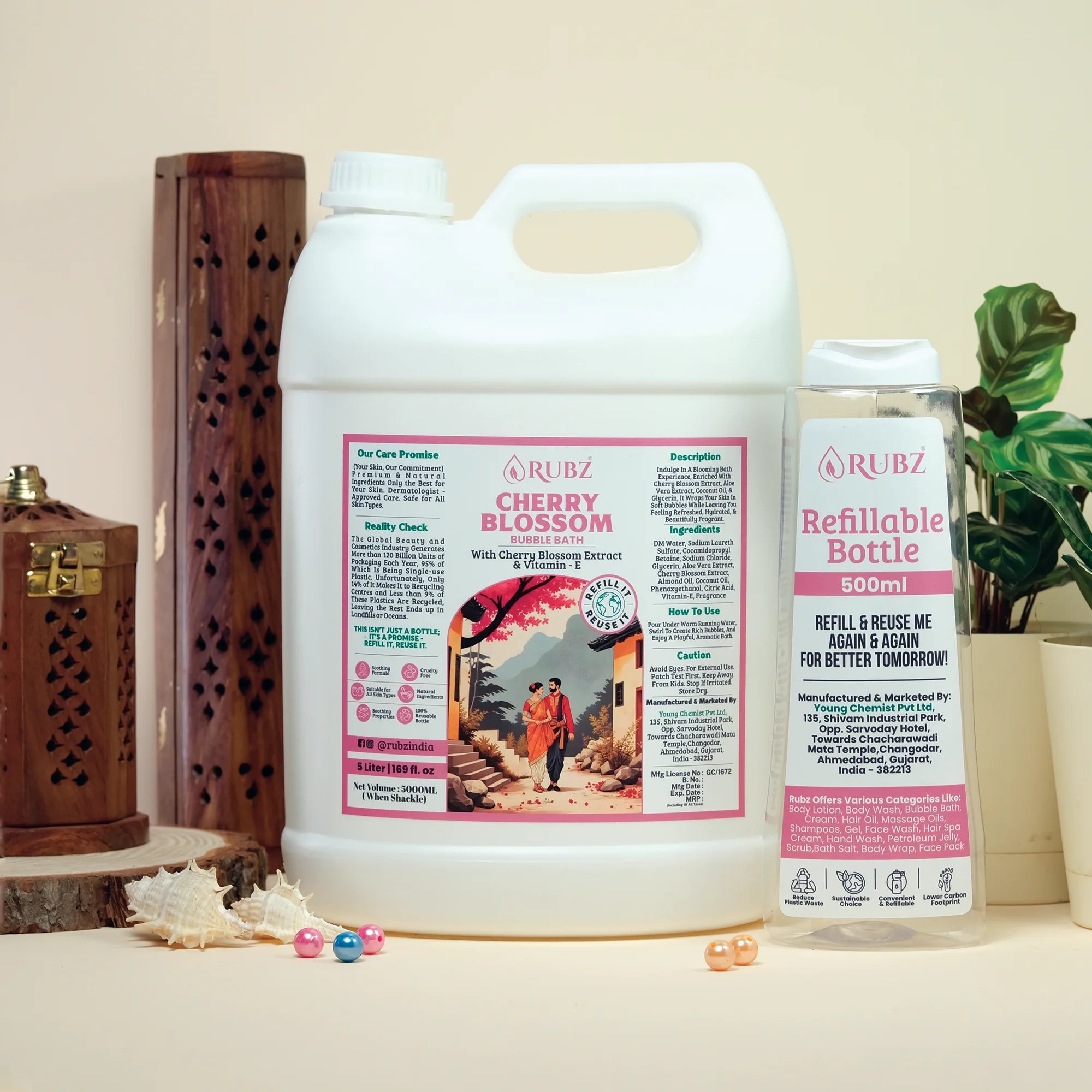 Cherry Blossom Bubble Bath - 5 Litre | with 500ml Refillable Bottle