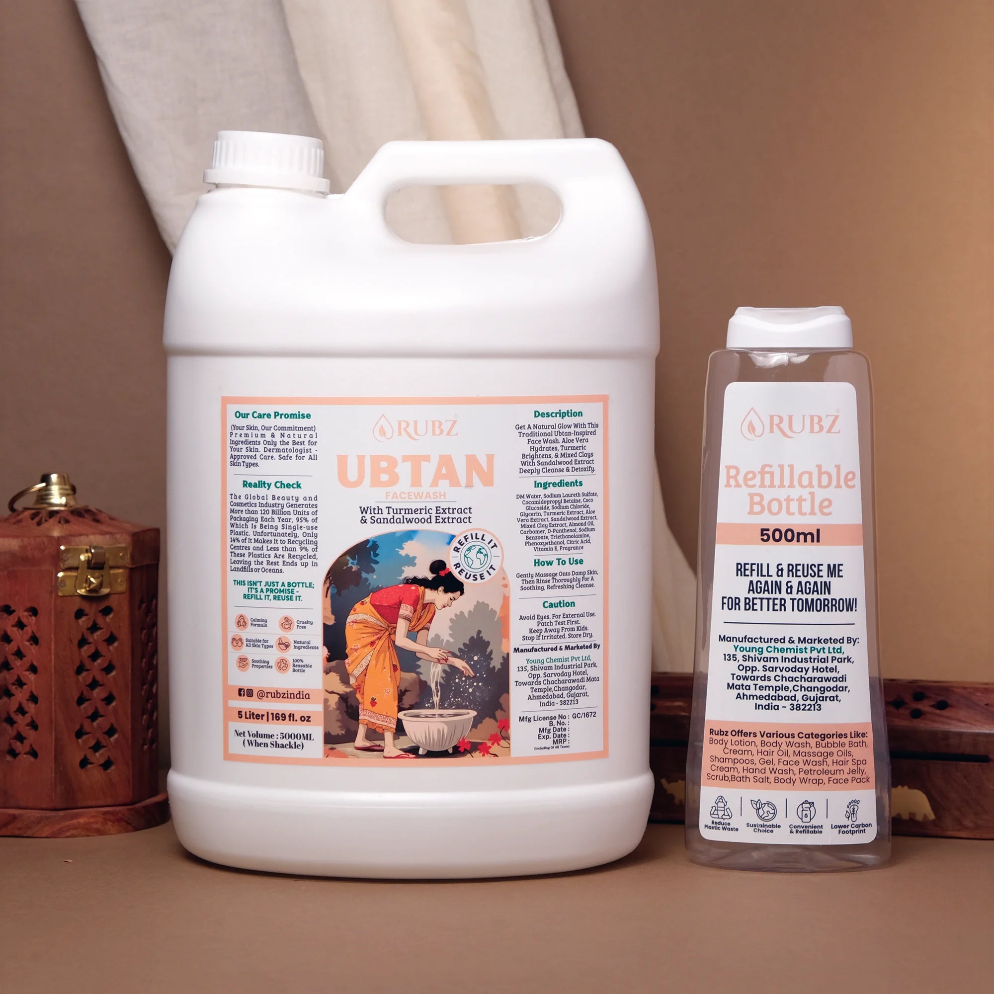Ubtan Face Wash - 5 Litre | with 500ml Refillable Bottle