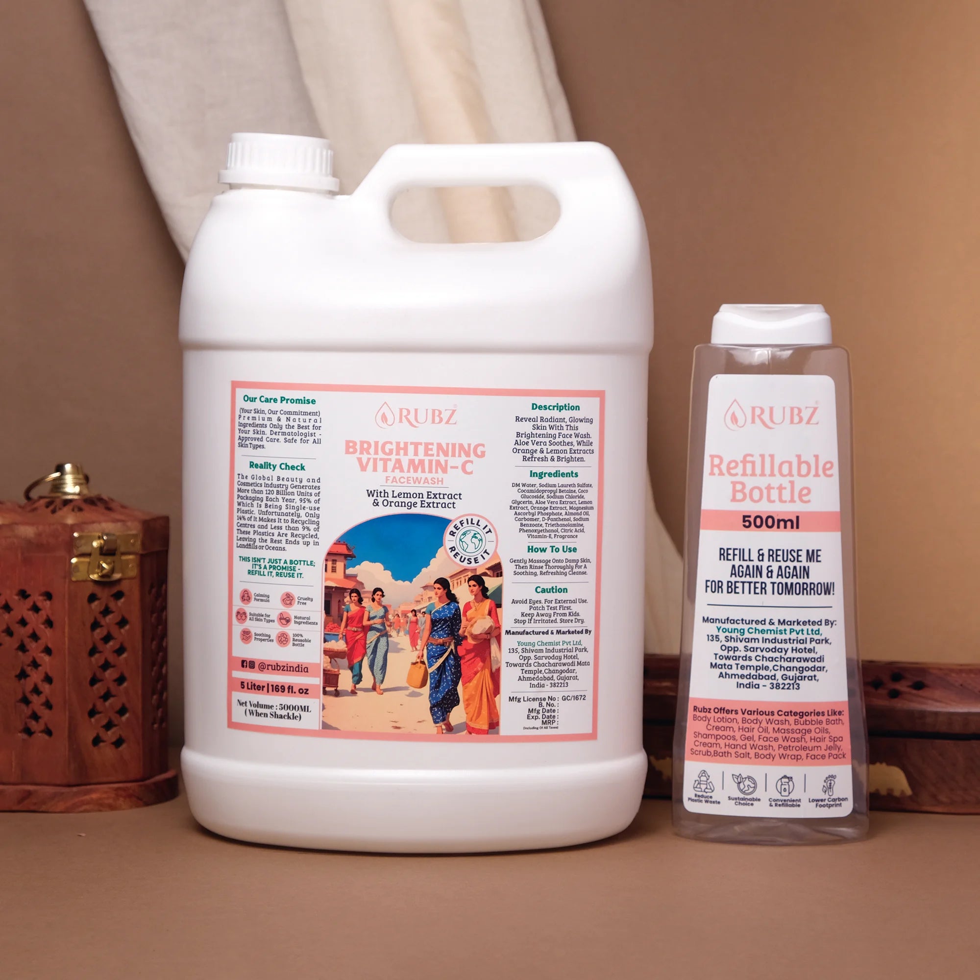 Brightening Vitamin-C Face Wash - 5 Litre | with 500ml Refillable Bottle