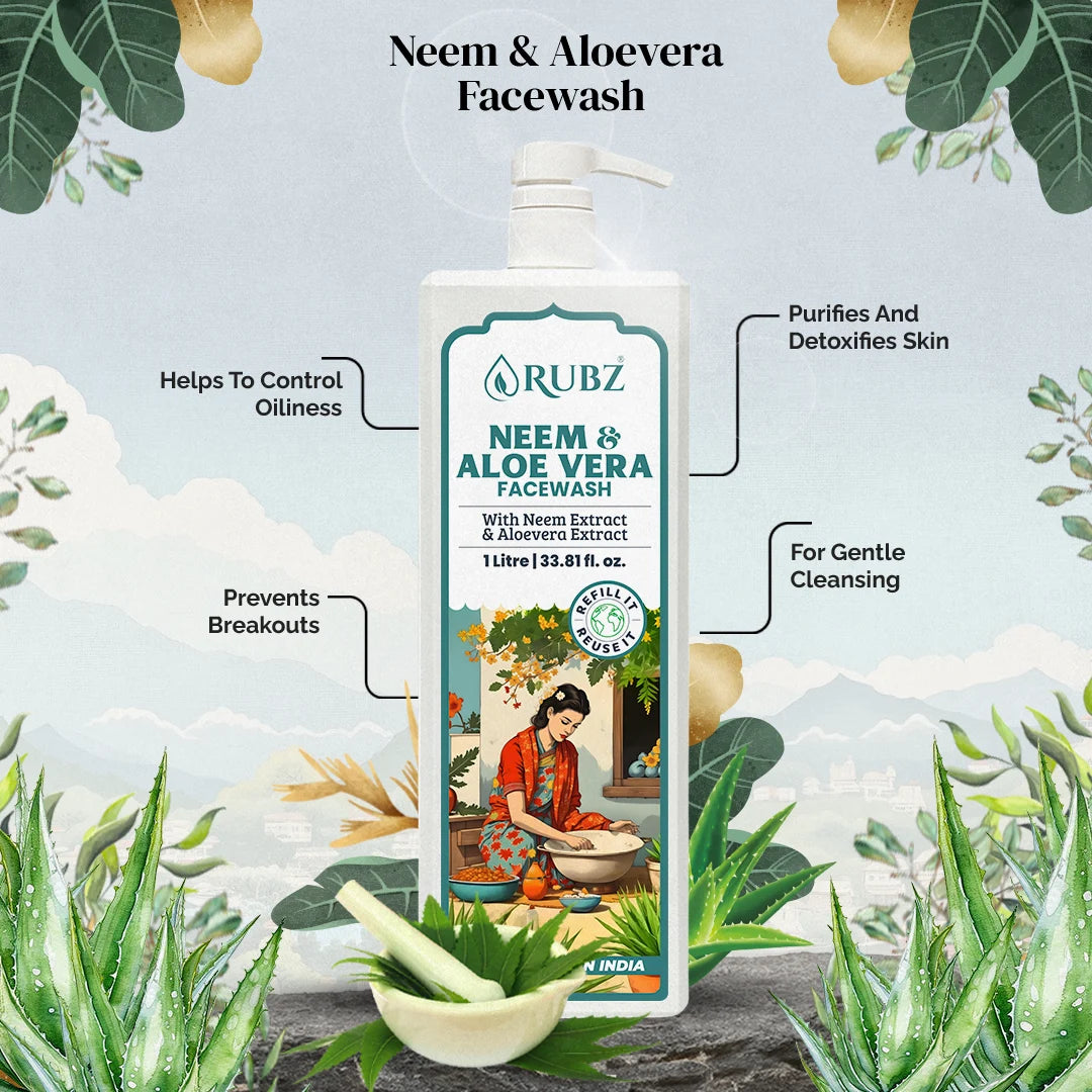 Neem & Aloe Vera Face Wash - 5 Litre | with 500ml Refillable Bottle