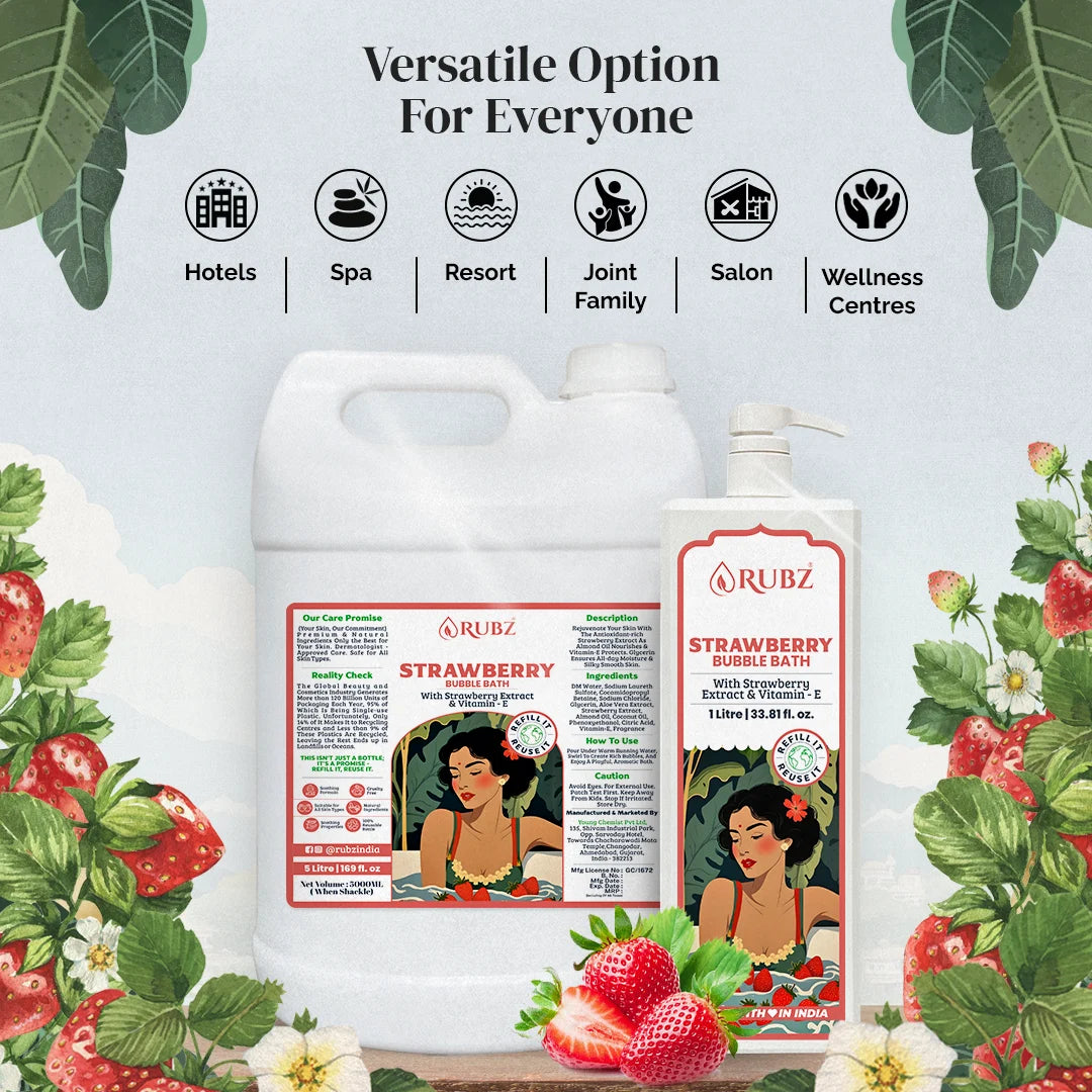 Strawberry Bubble Bath - 5 Litre | with 500ml Refillable Bottle