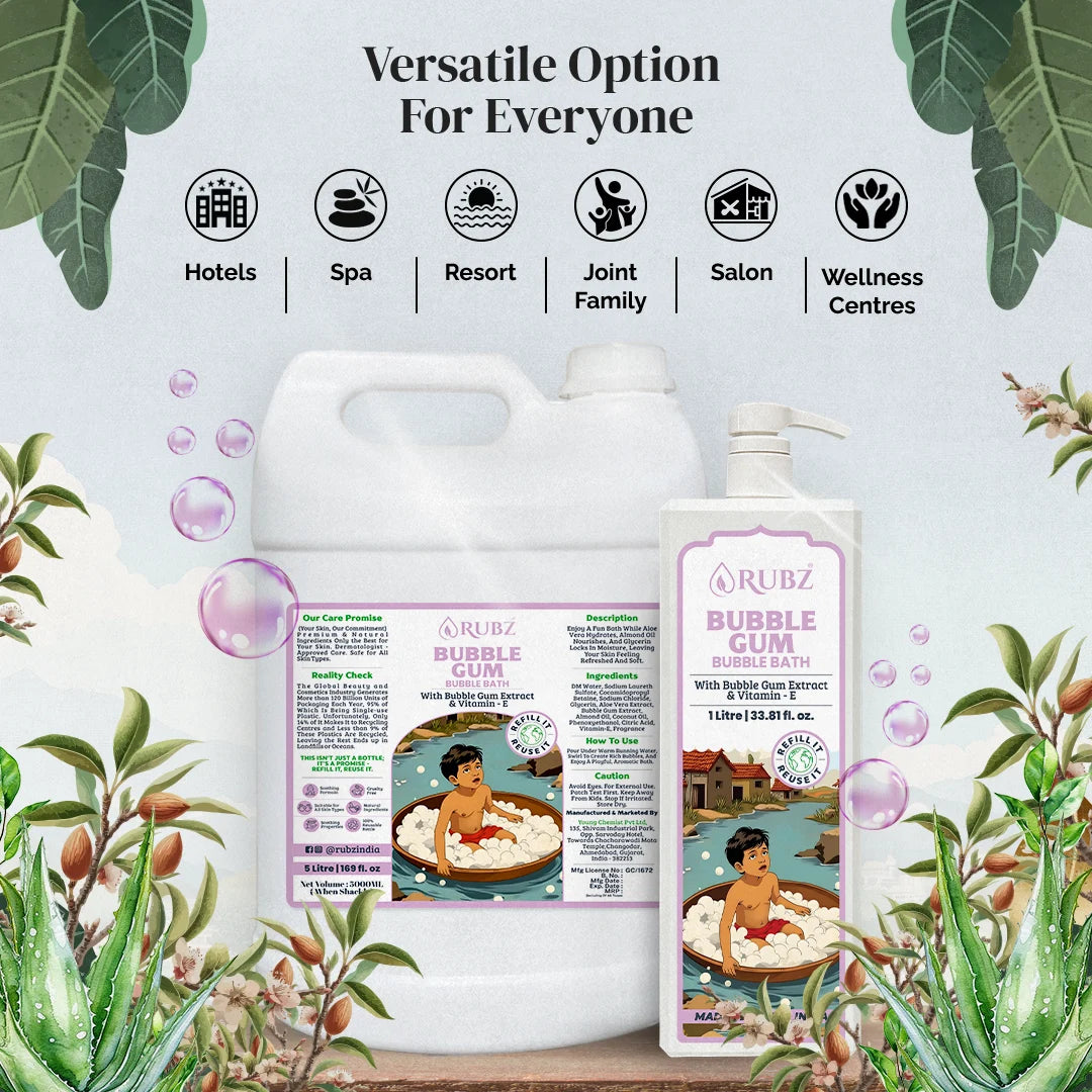 Bubble Gum Bubble Bath - 5 Litre | with 500ml Refillable Bottle