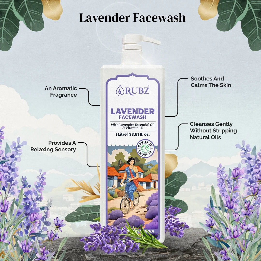 Lavender Face Wash - 5 Litre | with 500ml Refillable Bottle