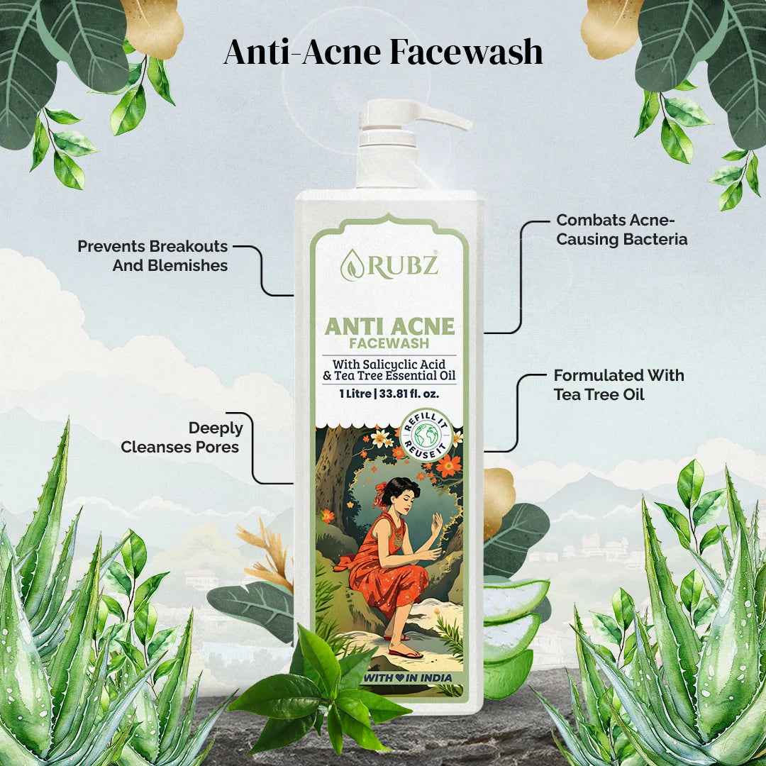 Anti Acne Face Wash - 5 Litre | with 500ml Refillable Bottle