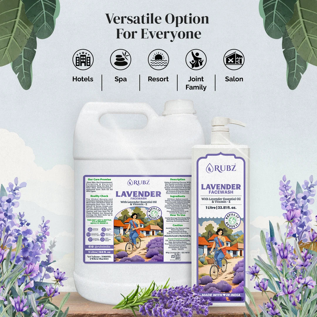 Lavender Face Wash - 5 Litre | with 500ml Refillable Bottle