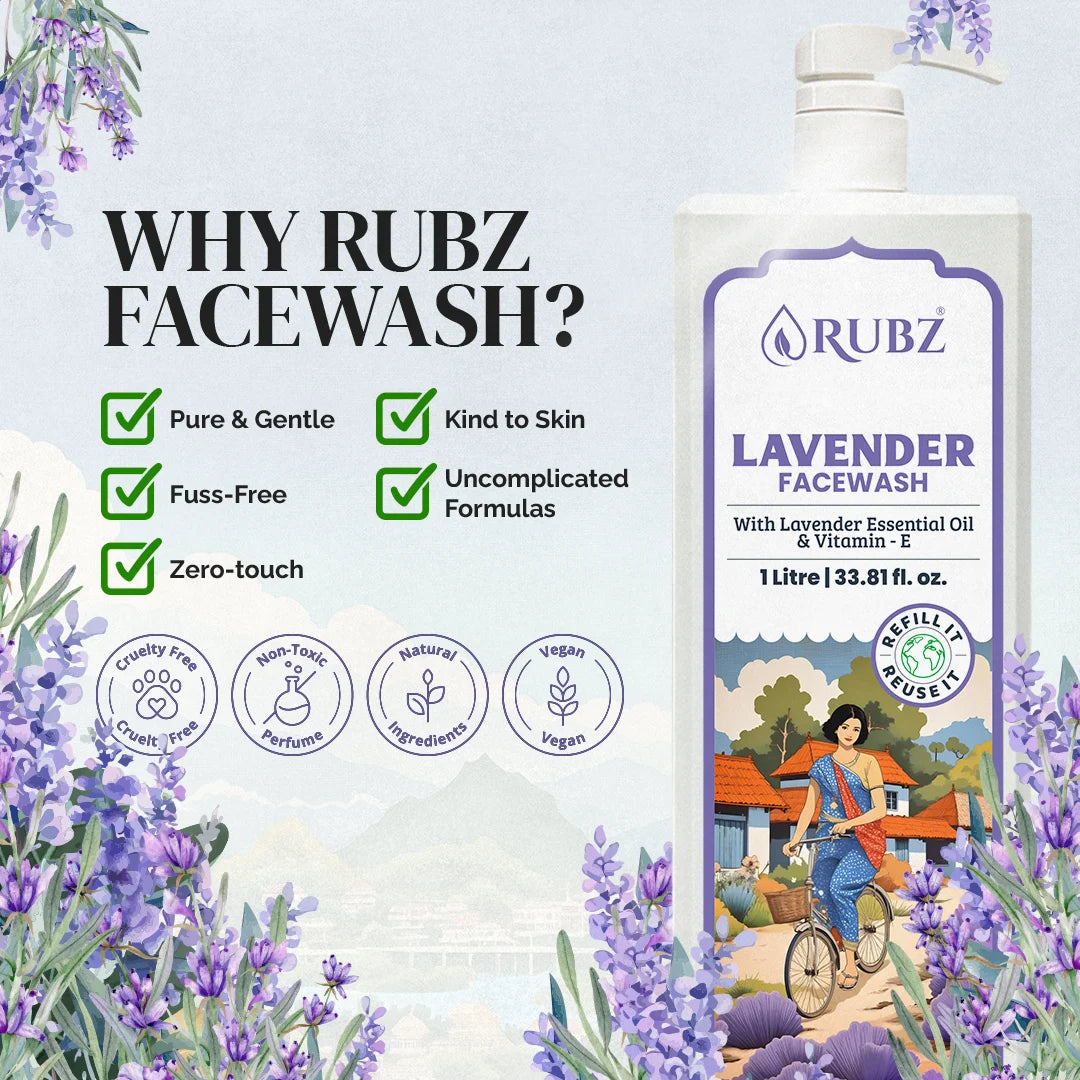 Lavender Face Wash - 5 Litre | with 500ml Refillable Bottle