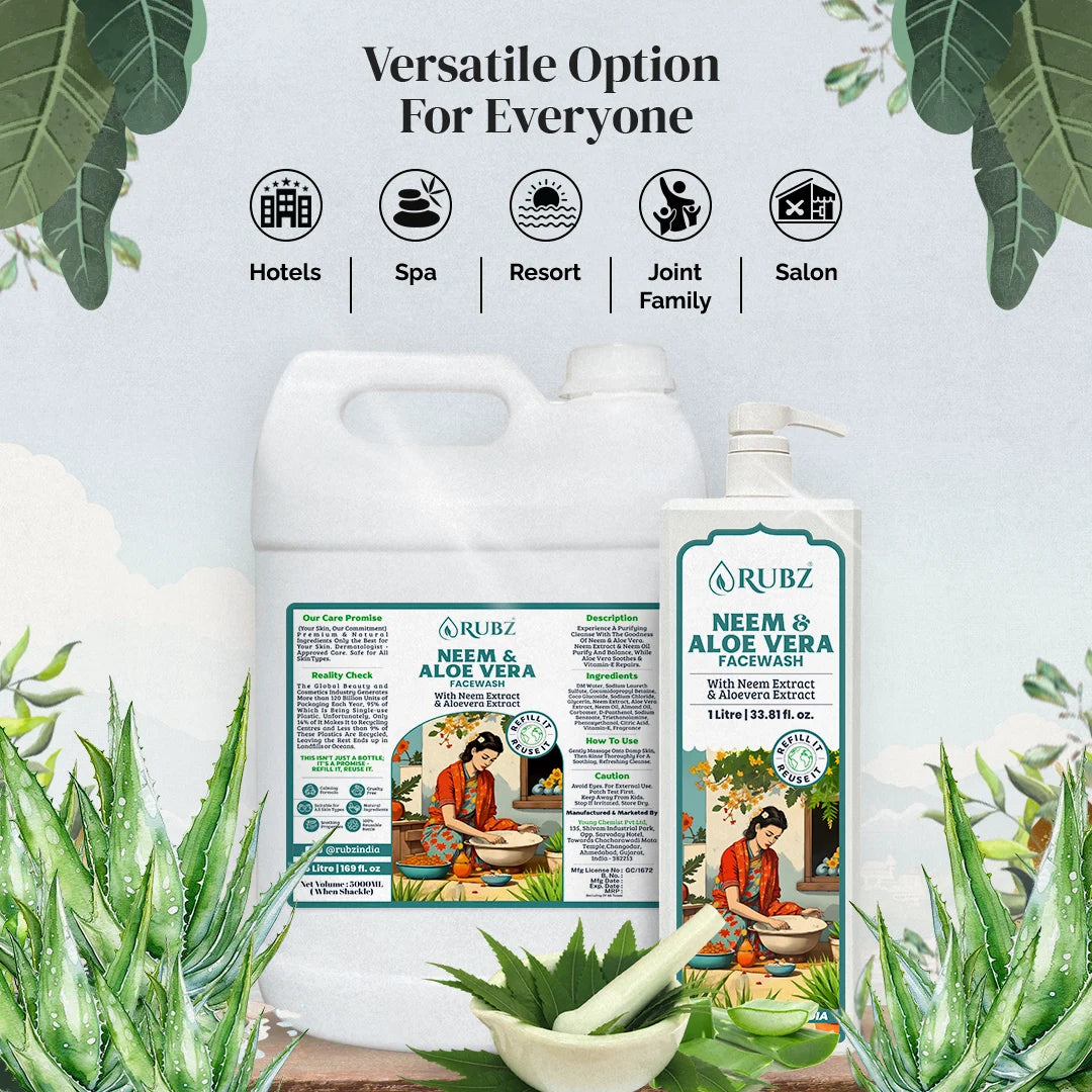 Neem & Aloe Vera Face Wash - 5 Litre | with 500ml Refillable Bottle