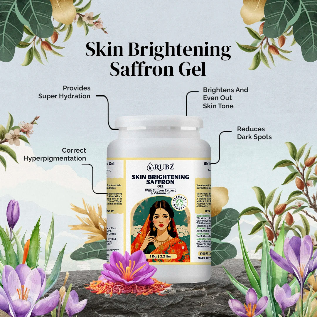 Skin Brightening Saffron Gel - 5 Kg | with 200g Refillable Jar