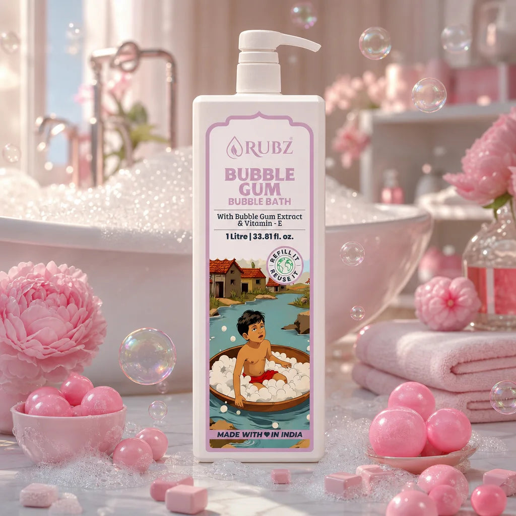 bubble gum bubble bath bottle with bathtub