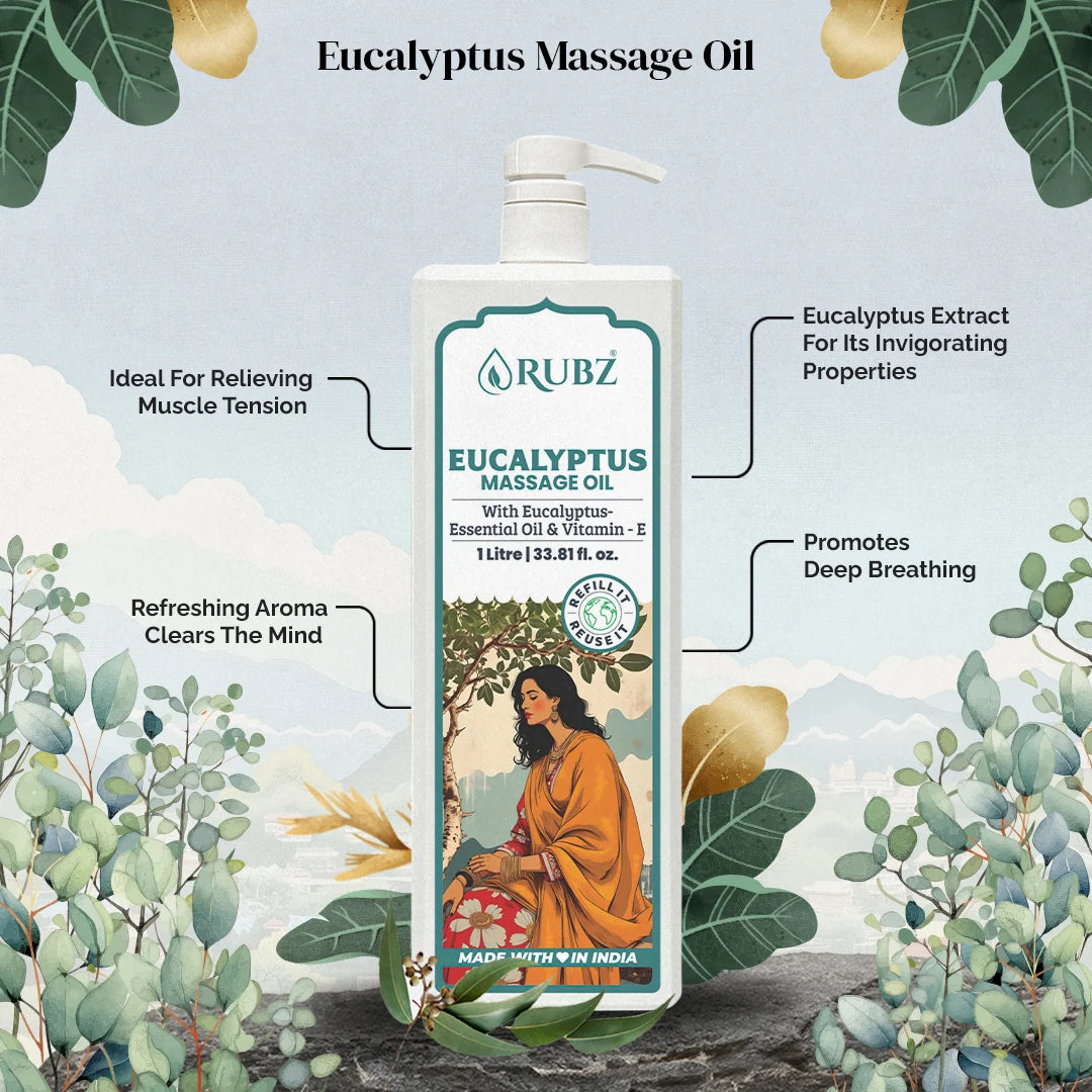 Eucalyptus Body Massage Oil - 5 Litre | with 500ml Refillable Bottle