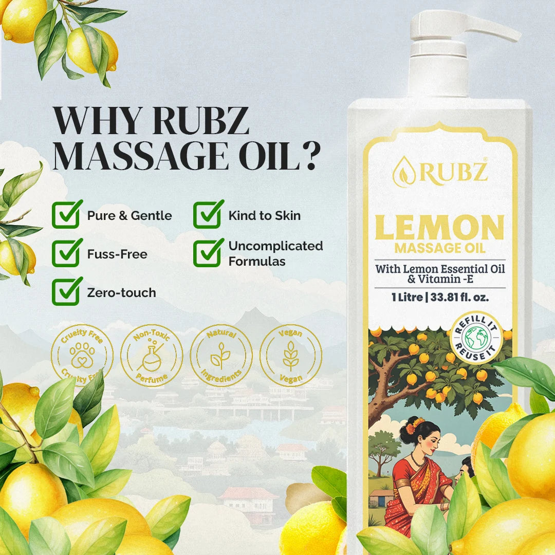 Lemon Body Massage Oil - 5 Litre | with 500ml Refillable Bottle