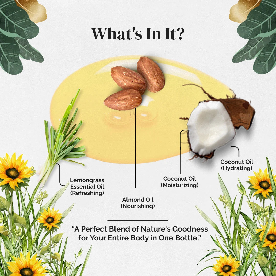 Lemongrass Body Massage Oil - 5 Litre | with 500ml Refillable Bottle