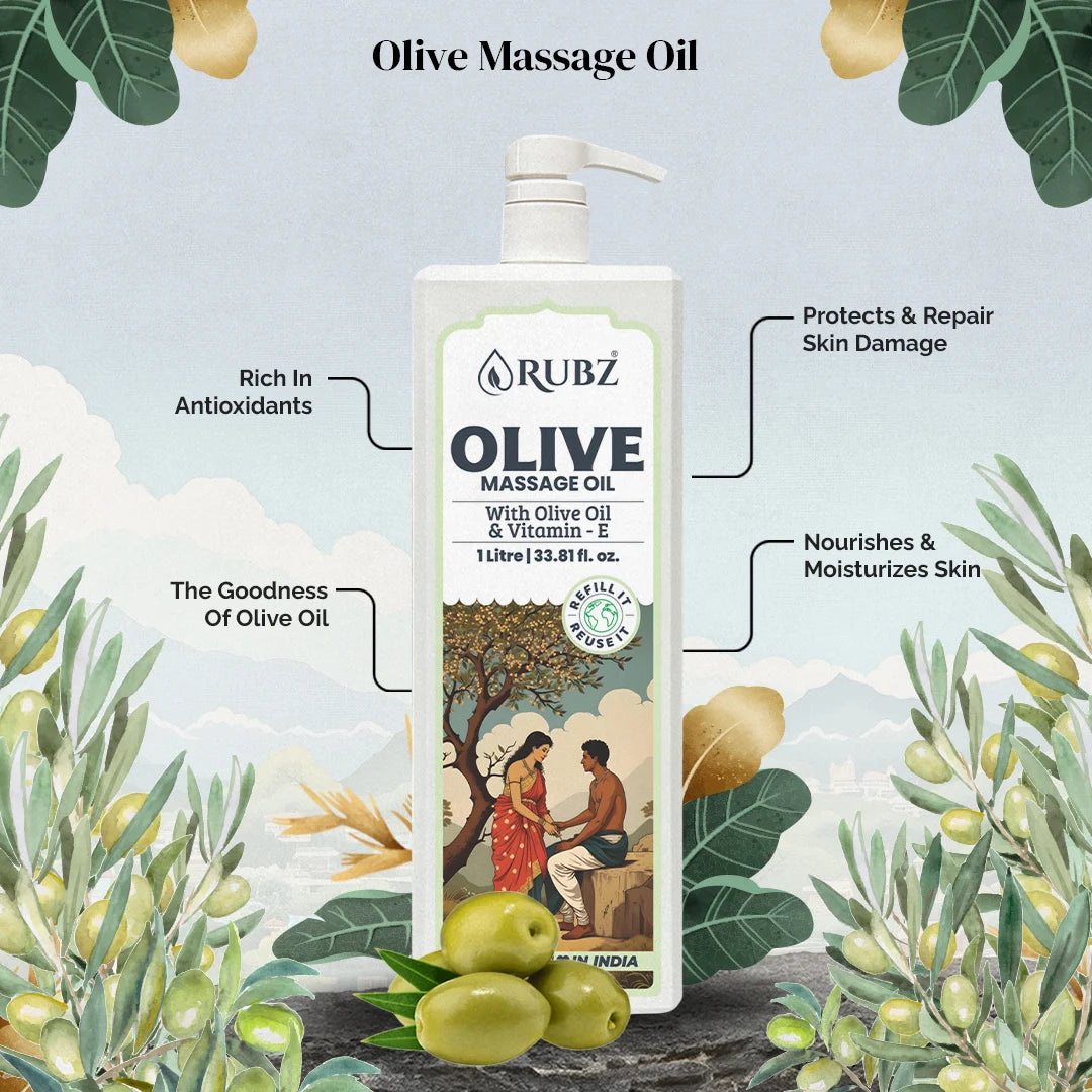 Olive Body Massage Oil - 5 Litre | with 500ml Refillable Bottle