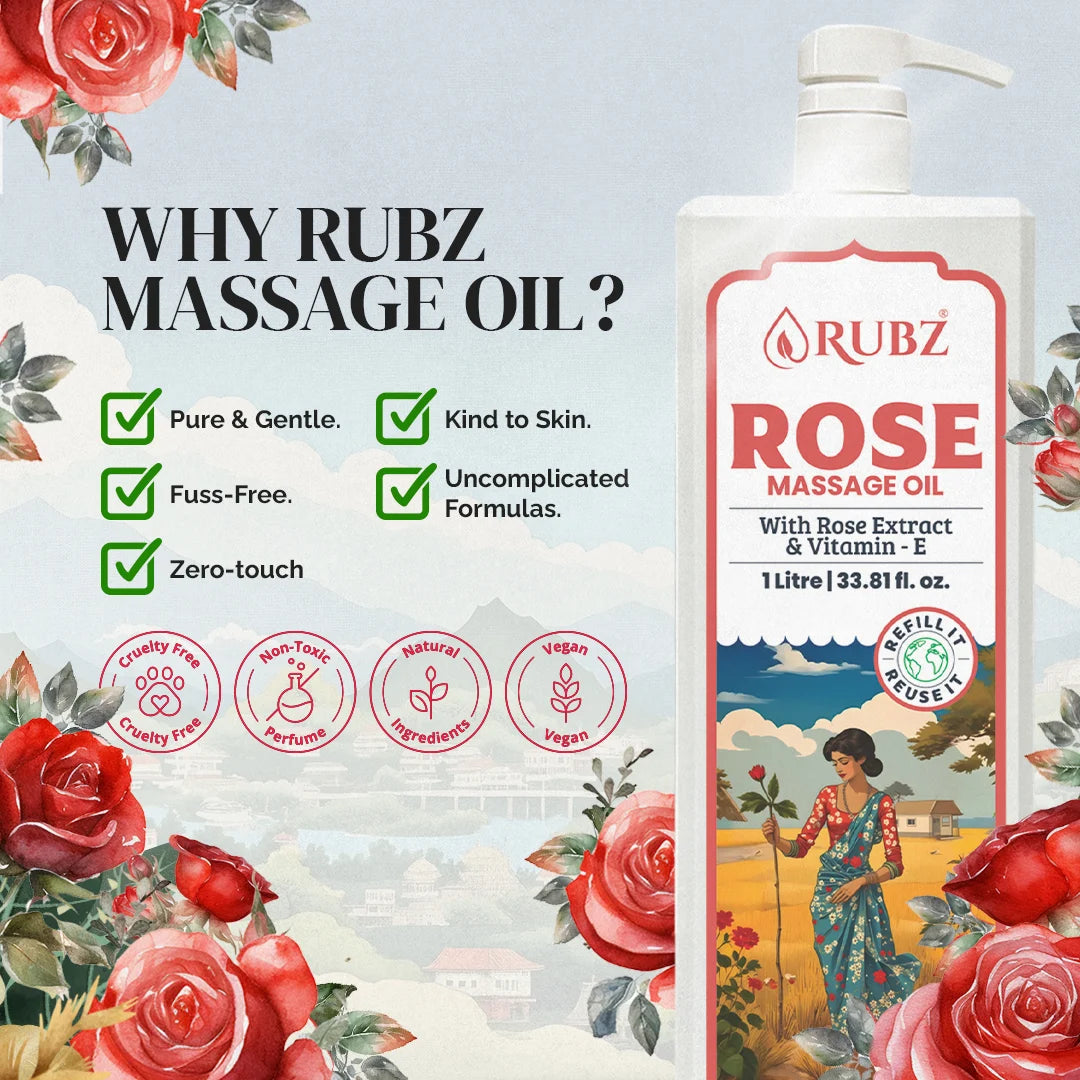 Rose Body Massage Oil - 5 Litre | with 500ml Refillable Bottle