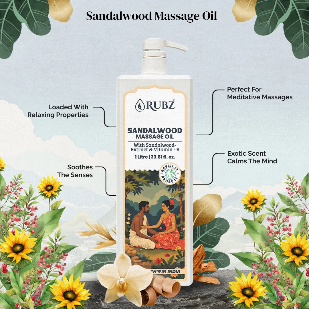 Sandalwood Body Massage Oil - 5 Litre | with 500ml Refillable Bottle