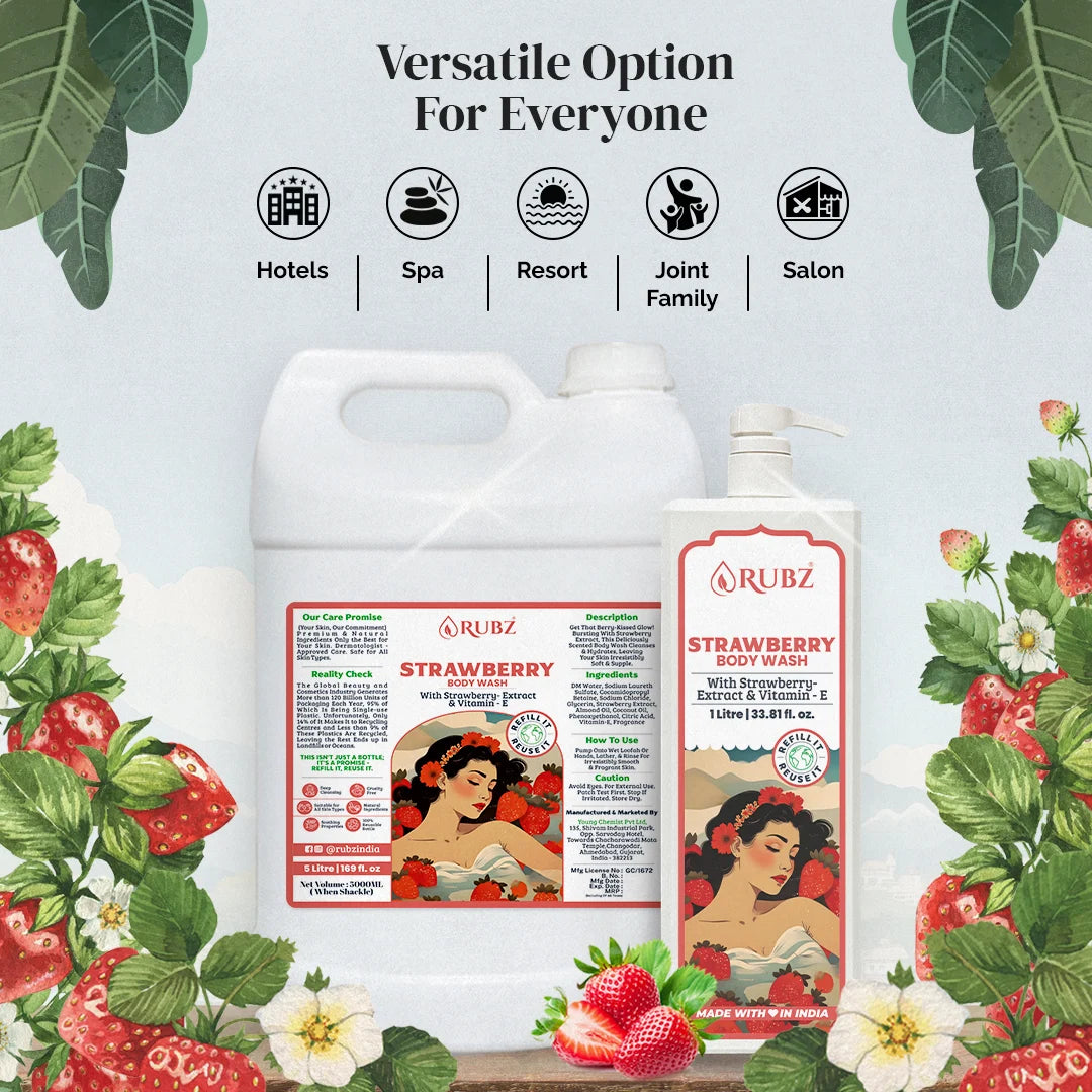 Strawberry Body Wash - 5 Litre | with 500ml Refillable Bottle