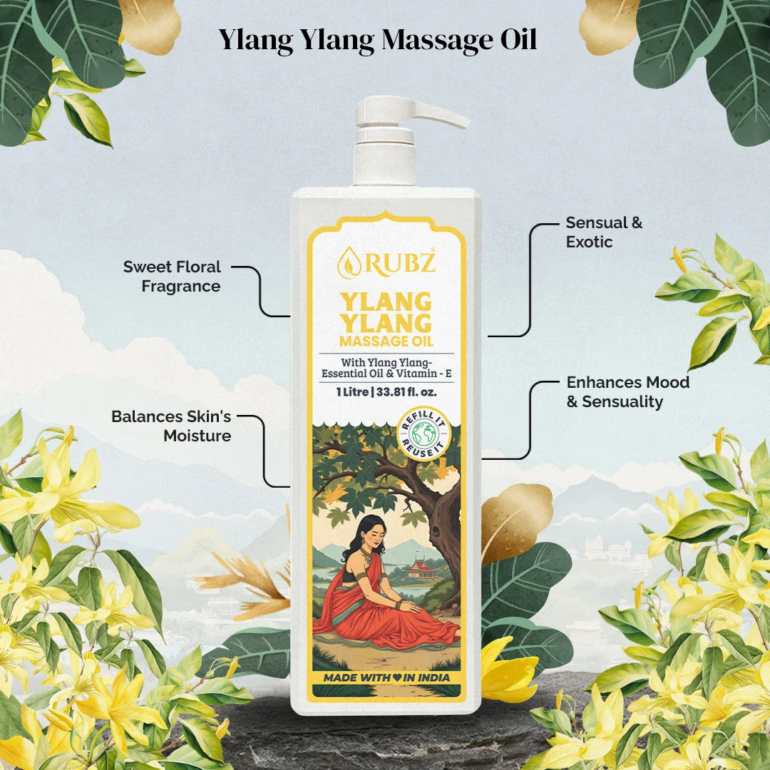 Ylang Ylang Body Massage Oil - 5 Litre | with 500ml Refillable Bottle